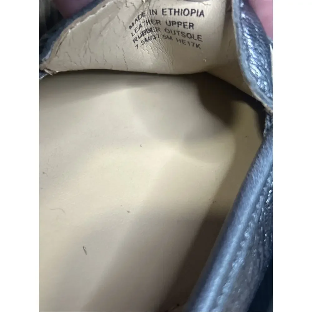 Michael Kors Silver Leather Loafer Flats Logo Accent Square Toe for Women Sz 7.5
